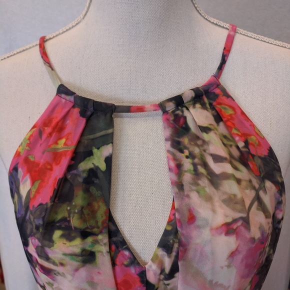 Maggy London Pink Floral Maxi Dress Tie in Front - Picture 2 of 6